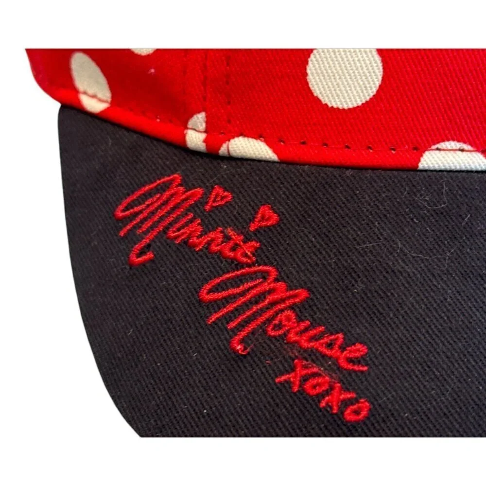 Minnie Mouse Hugs & Kisses Polka Dot Baseball Cap With Ears & Bow For Kids NWOT